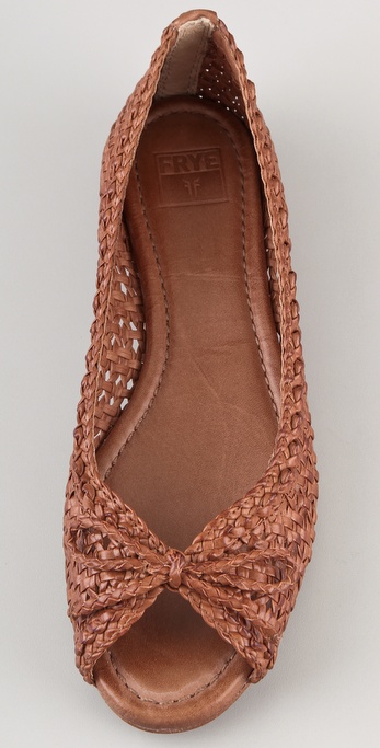 Frye Malorie Woven Peep Toe Flats in Brown | Lyst