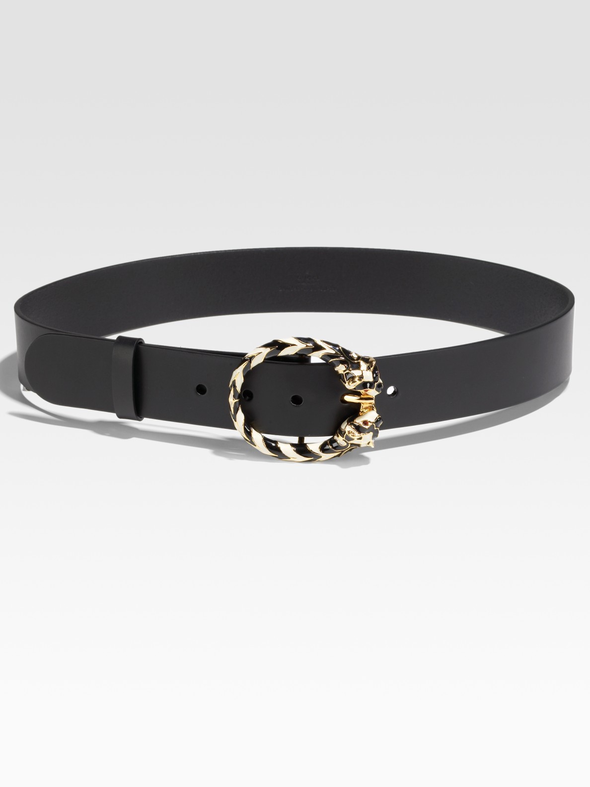 leather belt with tiger head buckle