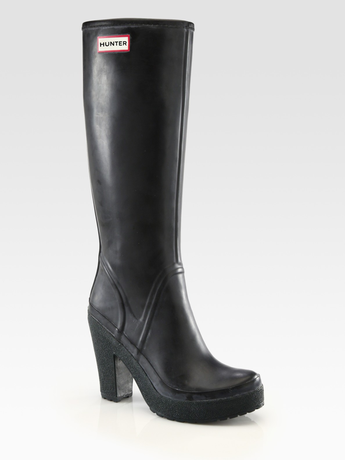 high heeled rubber boots
