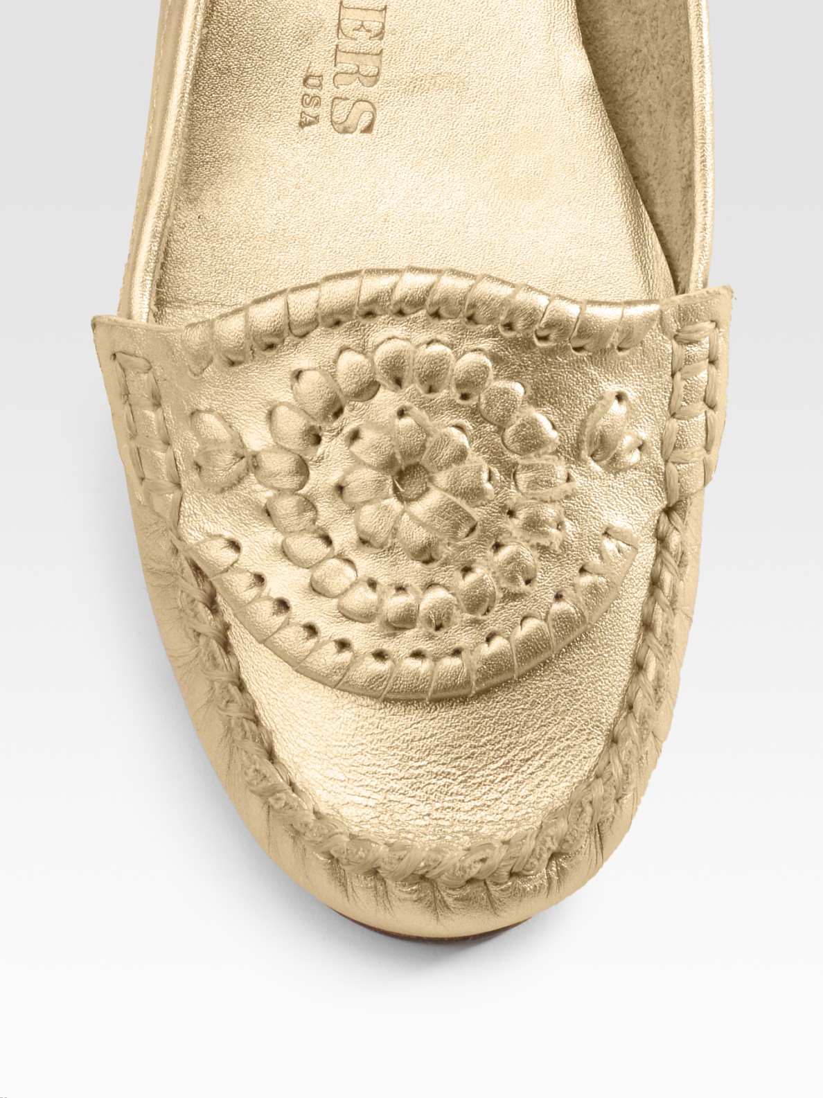 Jack Rogers Jacks Metallic Leather Loafers - Lyst