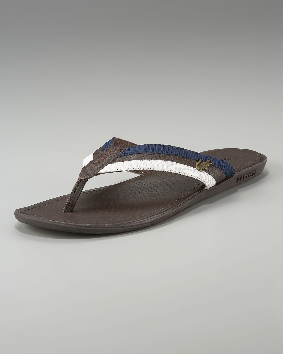 lacoste flip flops leather