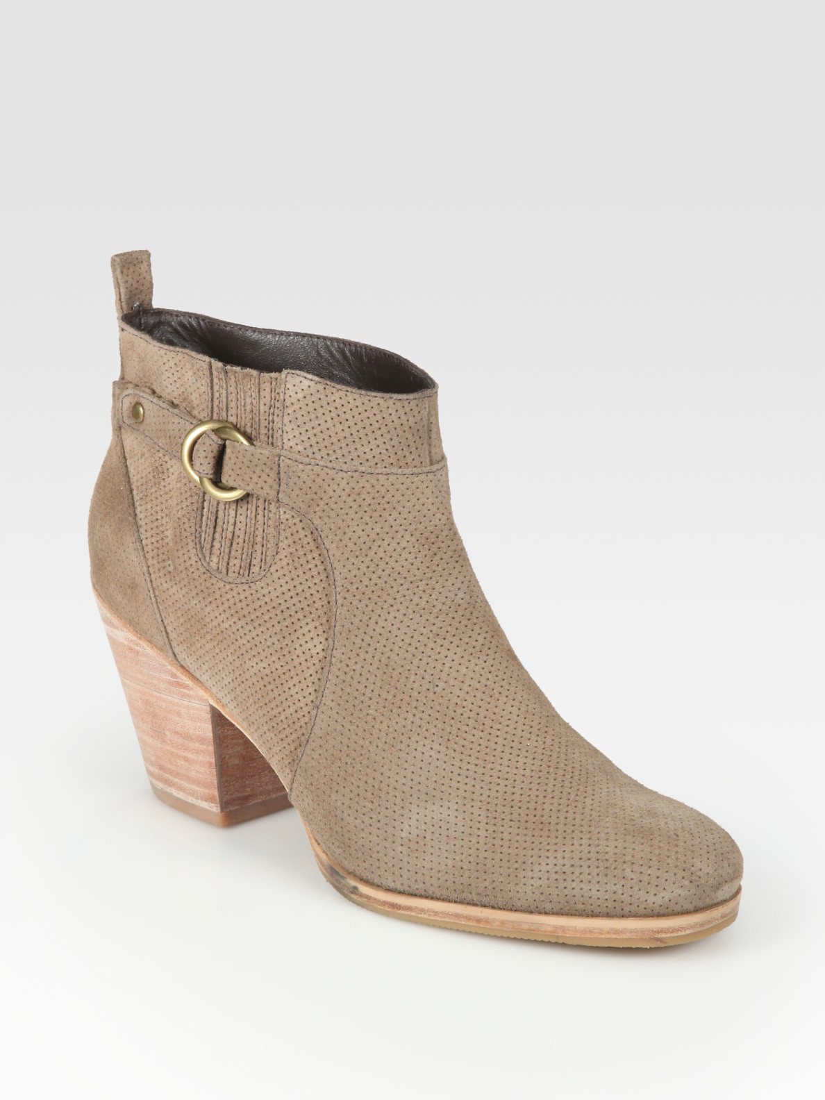 Lyst - Rachel Comey Perforated Suede Ankle Boots in Natural