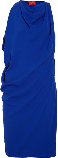 Lanvin Draped Silk-crepe Dress in Blue | Lyst