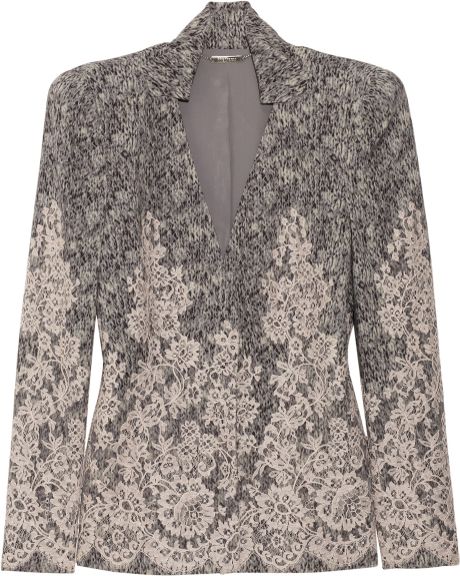 Alexander Mcqueen Lace Knitted Jacket in Gray | Lyst