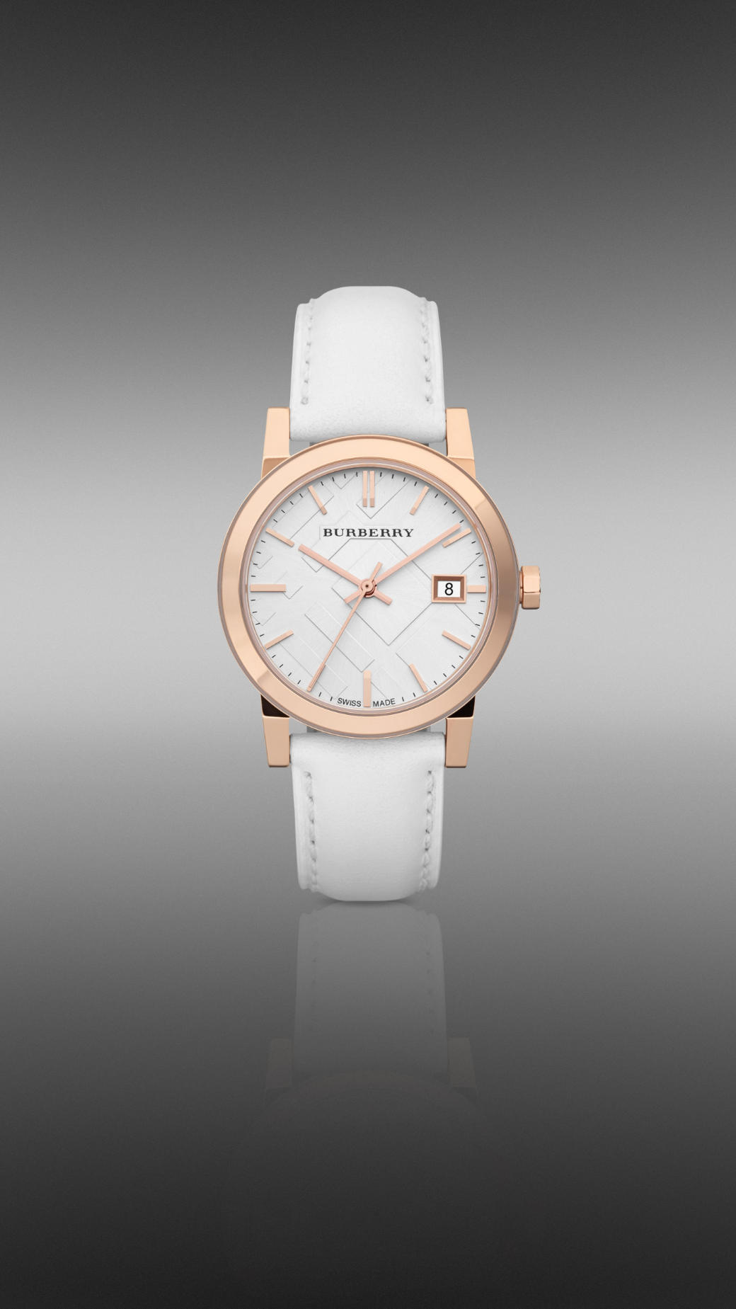 burberry rose gold watch leather strap