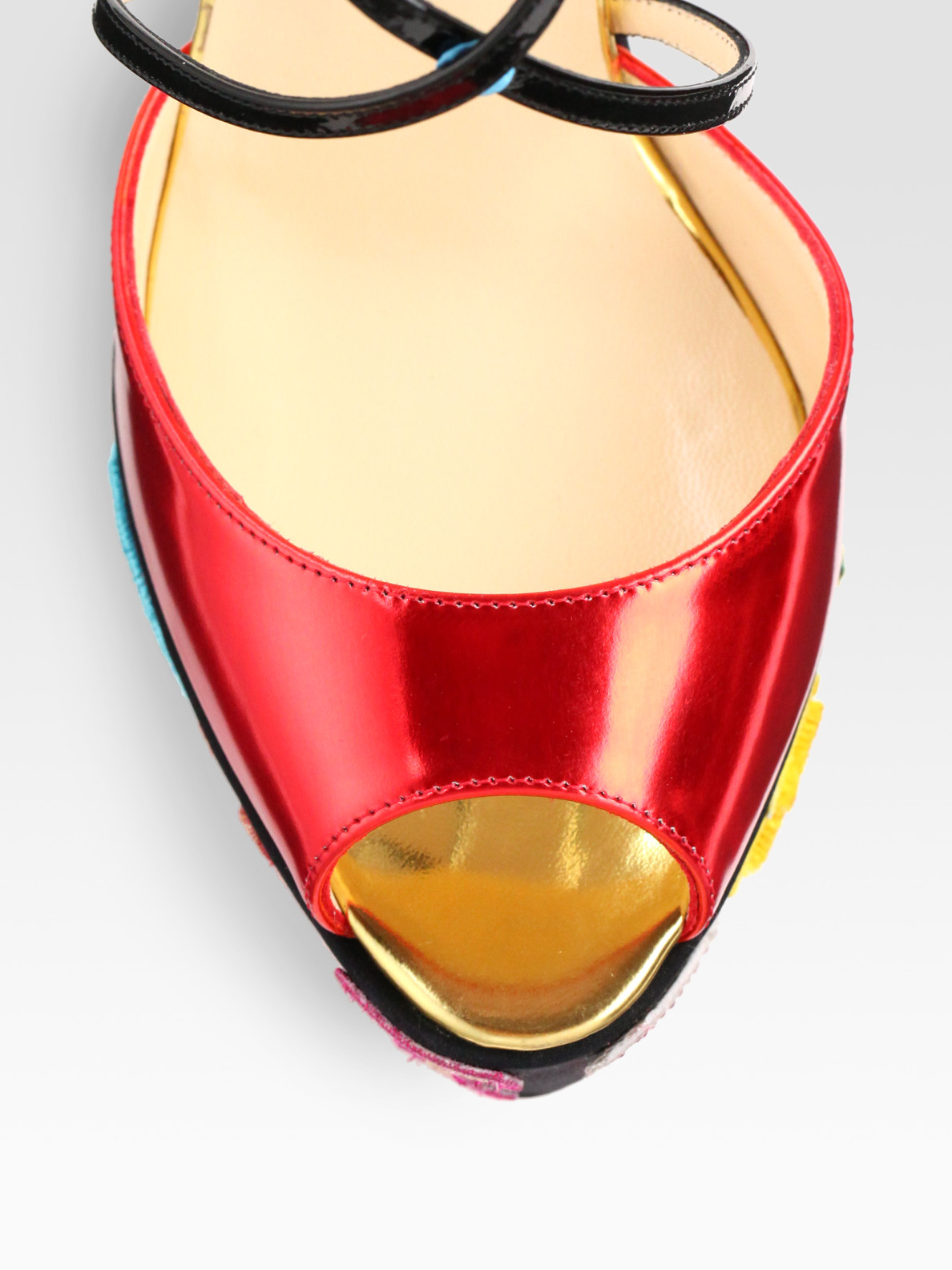 gold spiked loafers mens - Christian louboutin Embellished Patent Leather and Metallic ...