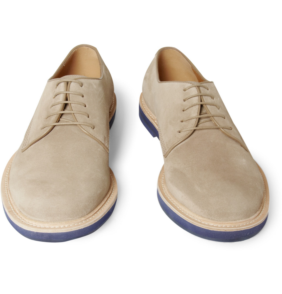  Gucci  Contrast sole Suede Derby Shoes  in Brown Natural 