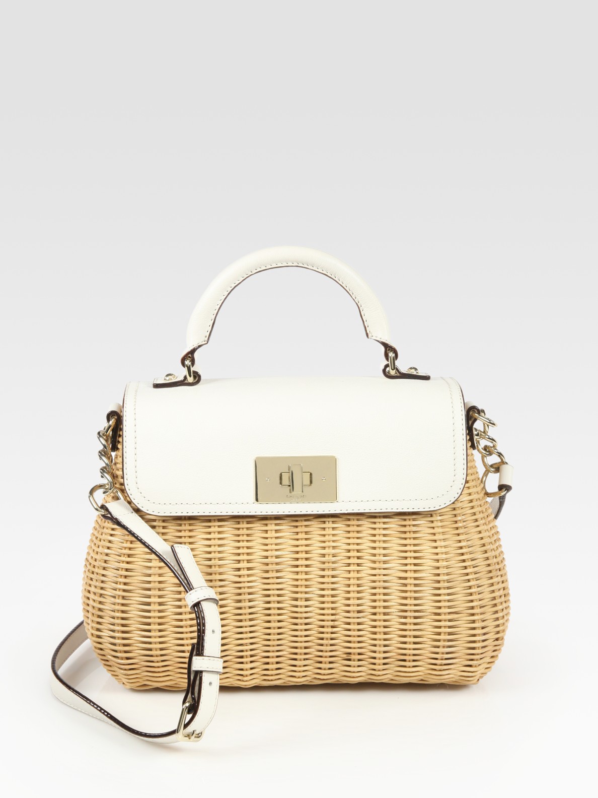 Kate Spade Little Nadine Wicker Leather Top Handle Bag in Natural | Lyst