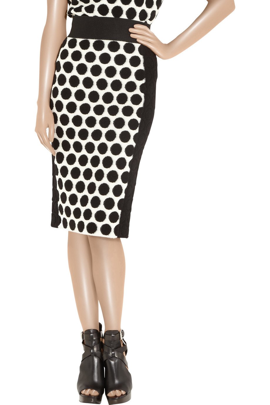 Lyst Marc Jacobs Polka Dot Wool Fleece Pencil Skirt In Black