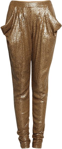 Michael Michael Kors Gold Sequin Harem Trousers in Gold | Lyst