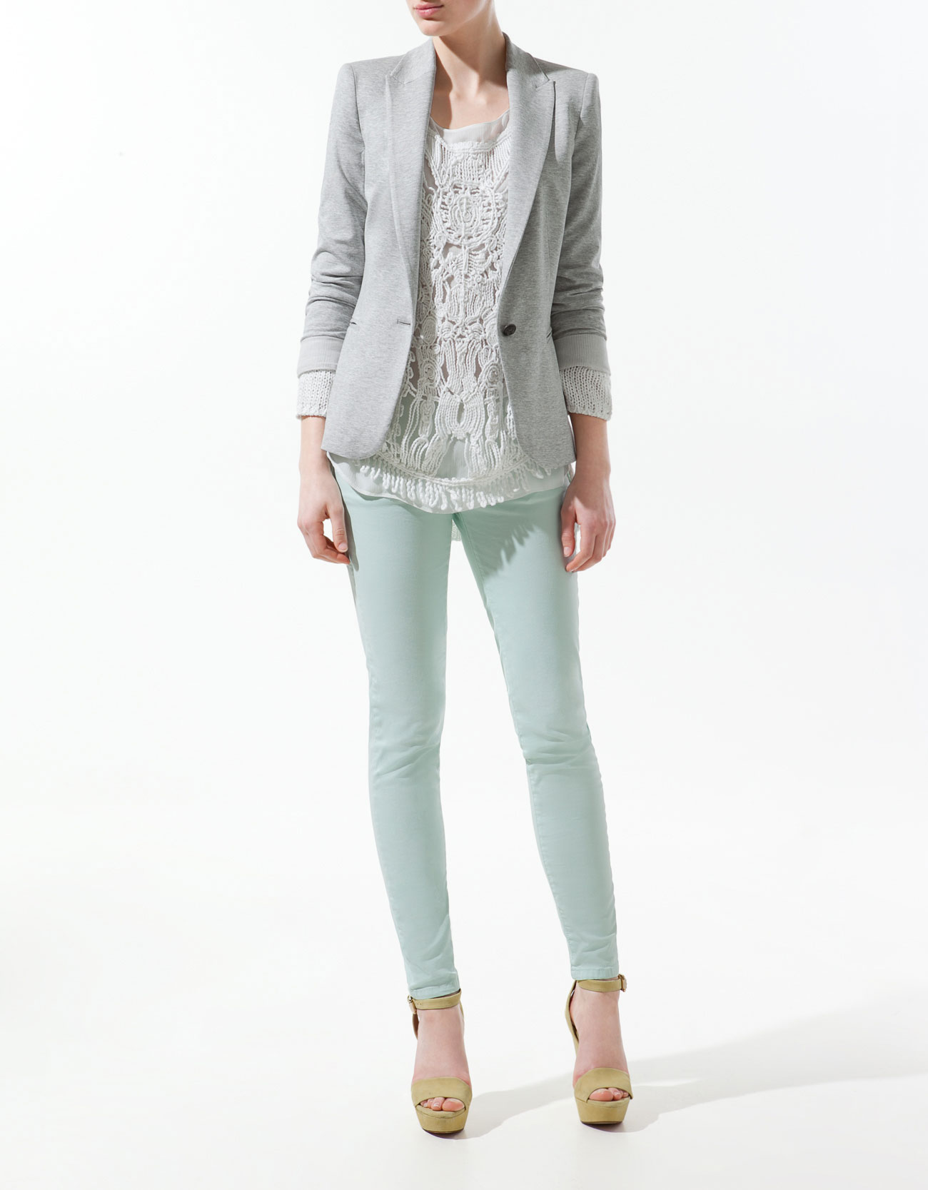 Zara Jersey Blazer in Gray (grey) | Lyst