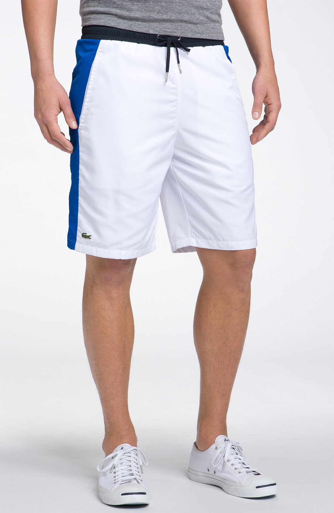 Lacoste Taffeta Tennis Shorts in White for Men (white with blue stripes