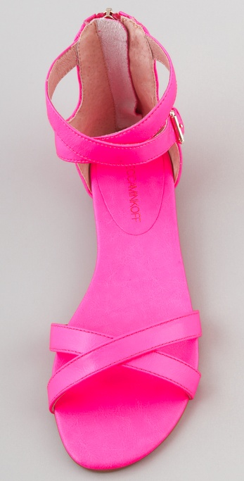 neon pink flat sandals