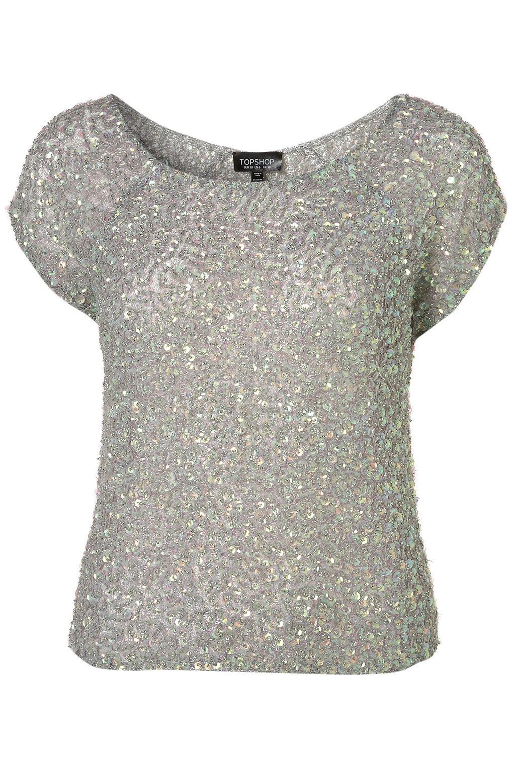 TOPSHOP Mermaid Sequin T-shirt in Metallic - Lyst