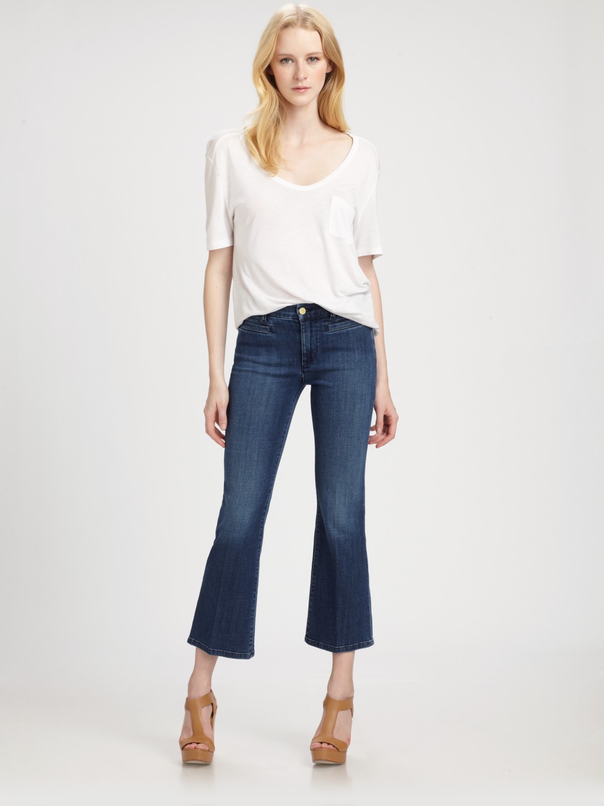 M.i.h Jeans Monaco Cropped Kick Flare Jeans in Blue - Lyst