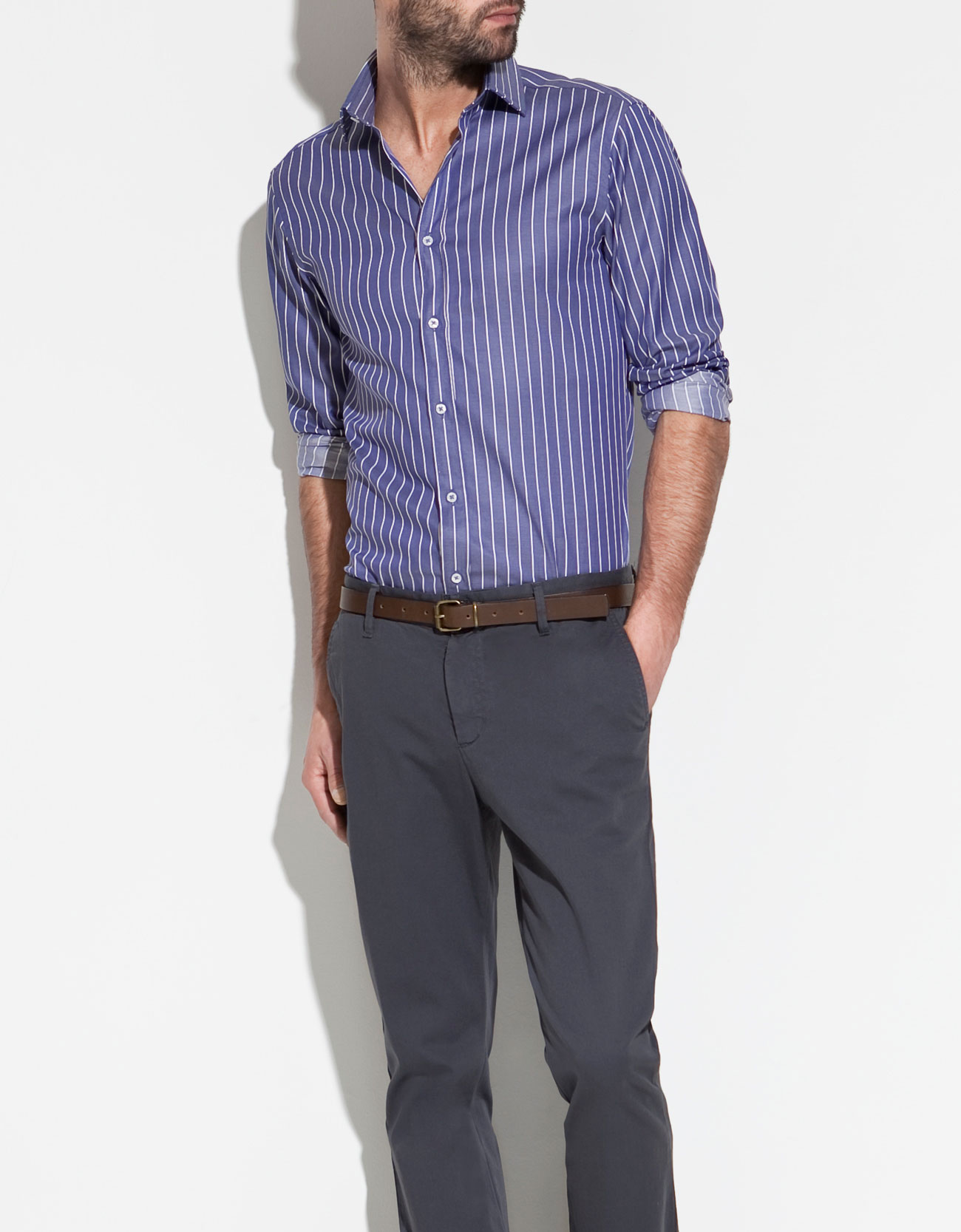 Zara Striped Shirt in Blue for Men | Lyst