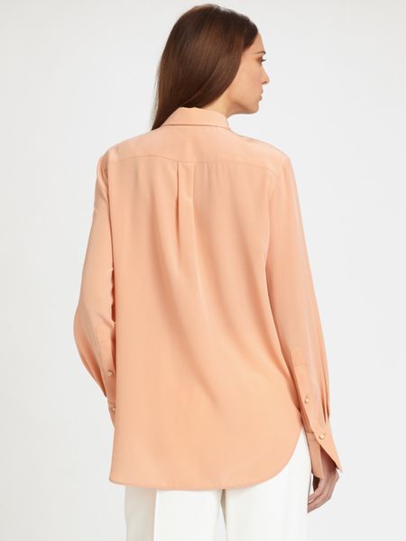 Chloé Silk Blouse in Pink (coral) | Lyst