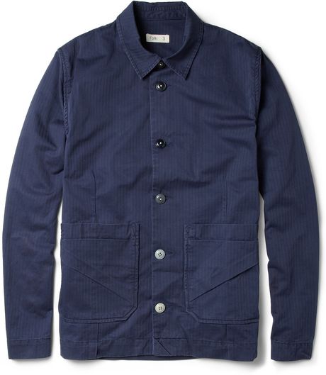 Folk Lightweight Herringbone Cotton Jacket in Blue for Men | Lyst