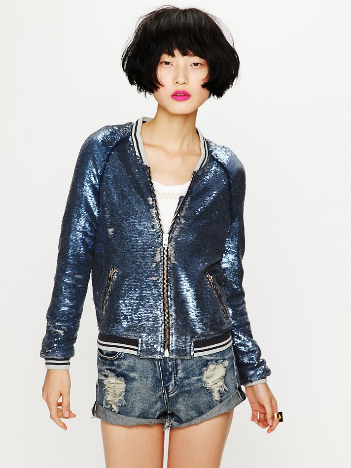sequin baseball jacket