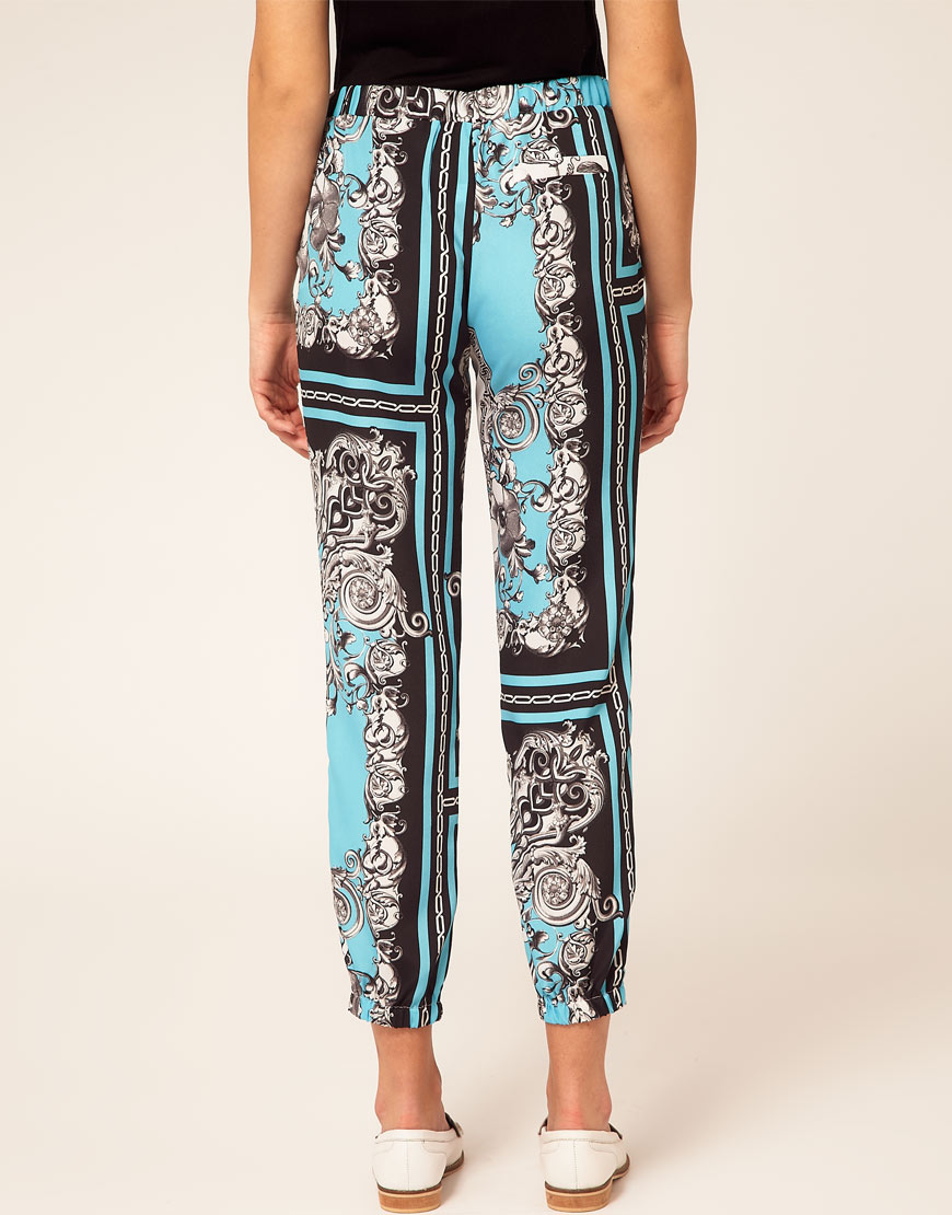 River Island Scarf Printed Trouser in Blue Lyst