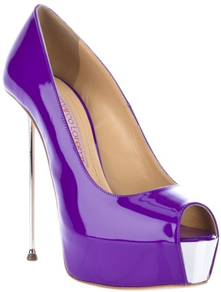 Gianmarco Lorenzi Peep Toe Shoe in Purple | Lyst