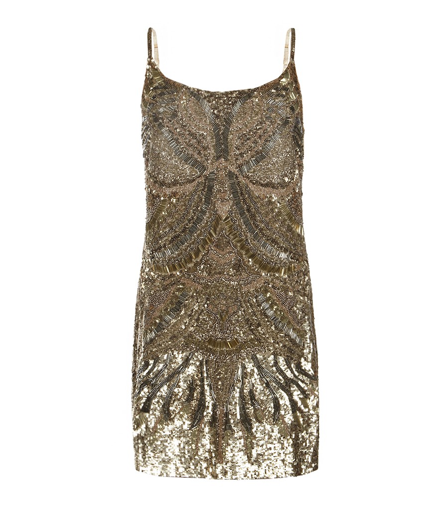 AllSaints Eagle Dress in Vintage Gold 