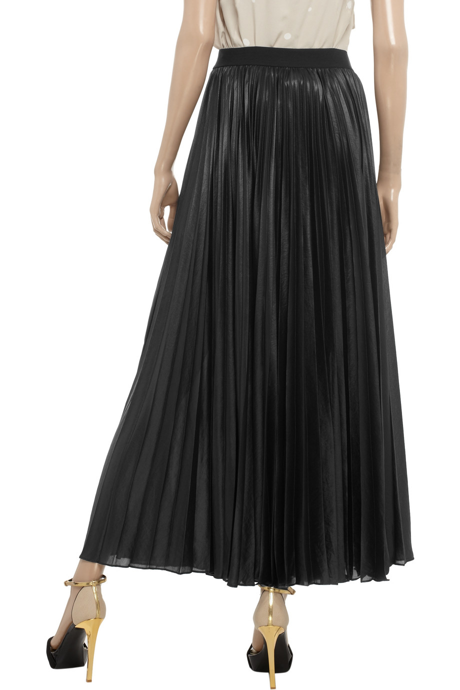 Lyst Bcbgmaxazria Pleated Chiffon Maxi Skirt In Black 