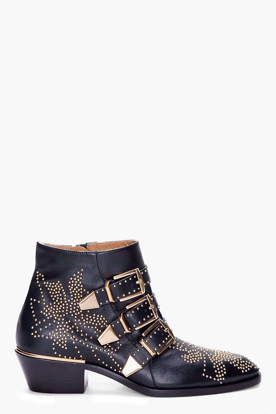 Chloé Black Studded Booties in Black | Lyst