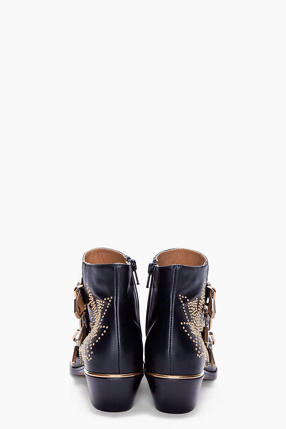 black studded booties low heel