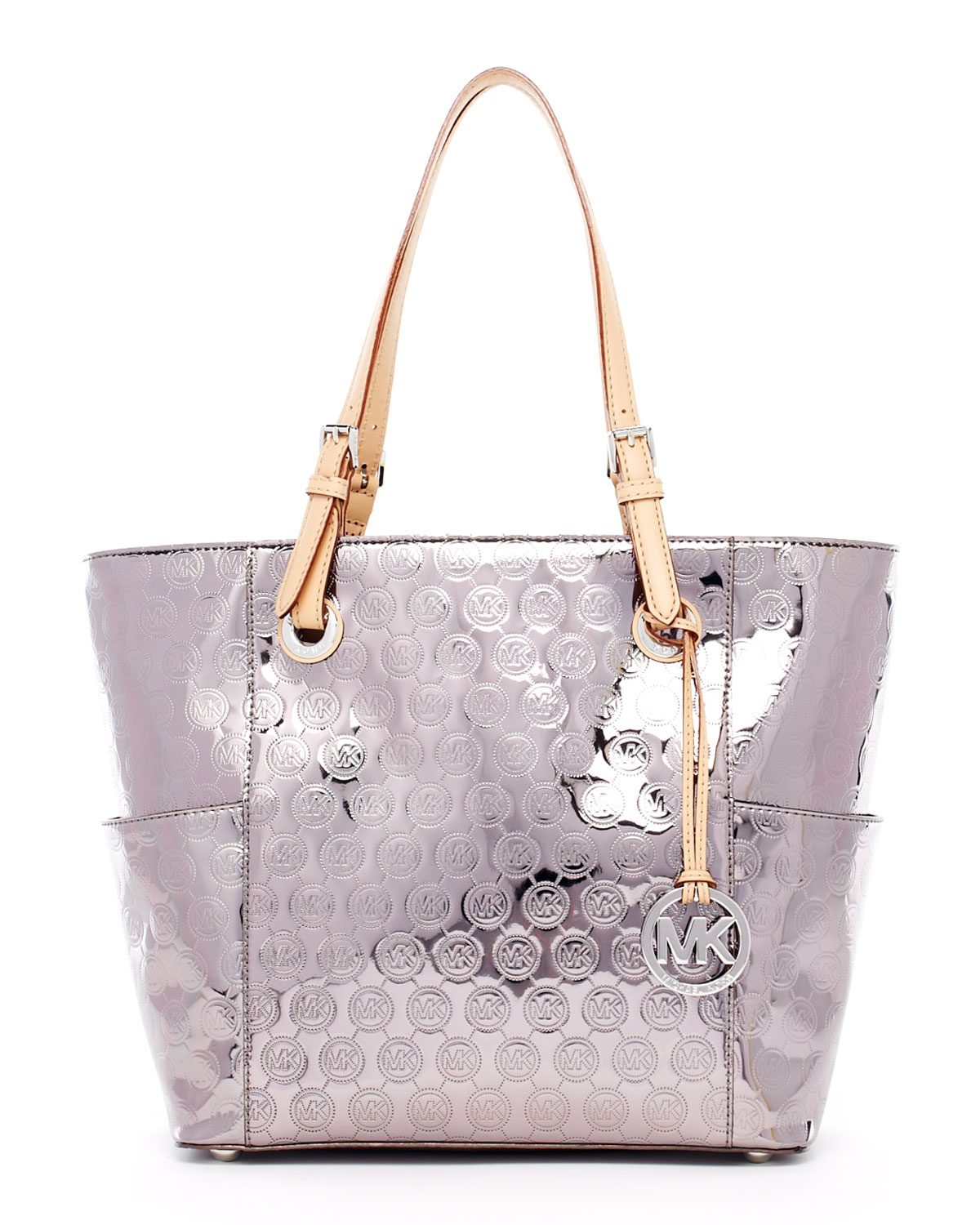 Lyst Michael Kors Jet Set Monogram Signature Item Tote Nickel In Gallery