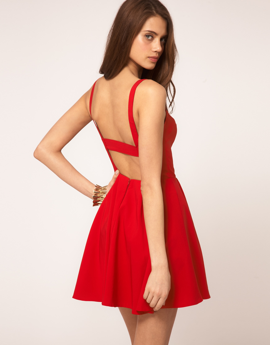 short red skater dress