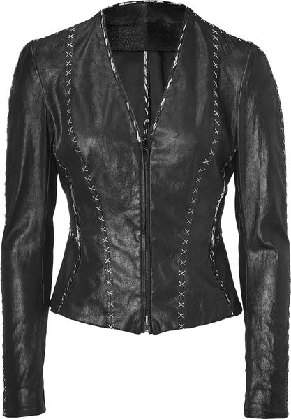 Donna Karan New York Black Hand Stitched Leather Jacket in Black | Lyst