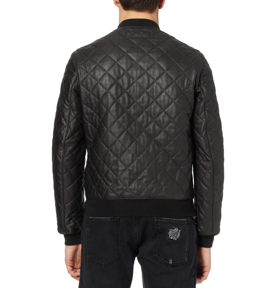 Gucci Quilted Leather Bomber Jacket in Black for Men - Lyst