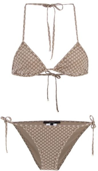 Gucci Triangle Bikini in Beige (nude) | Lyst