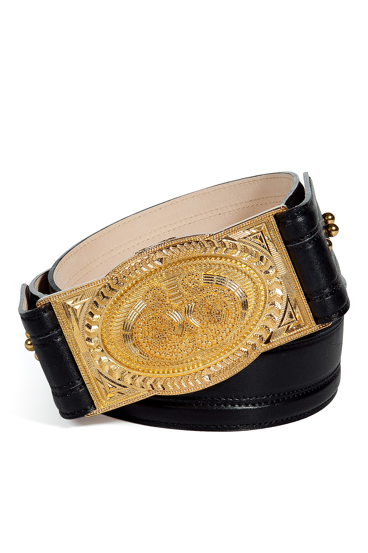 Lyst - Balmain Black Leather Belt with Gold Buckle in Black