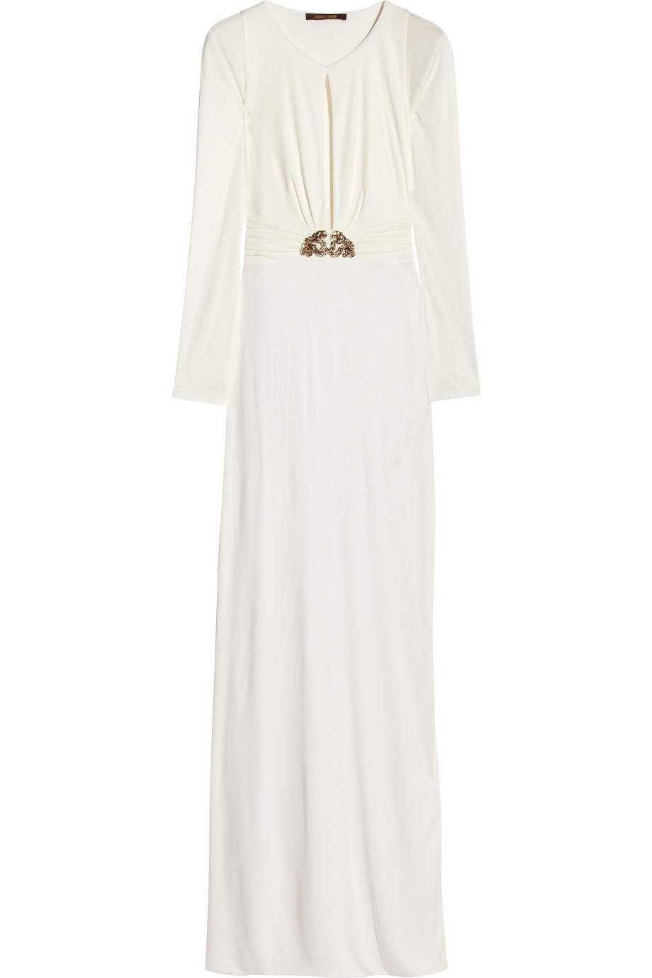 Lyst - Roberto Cavalli Cutout Embellished Jersey Gown in White