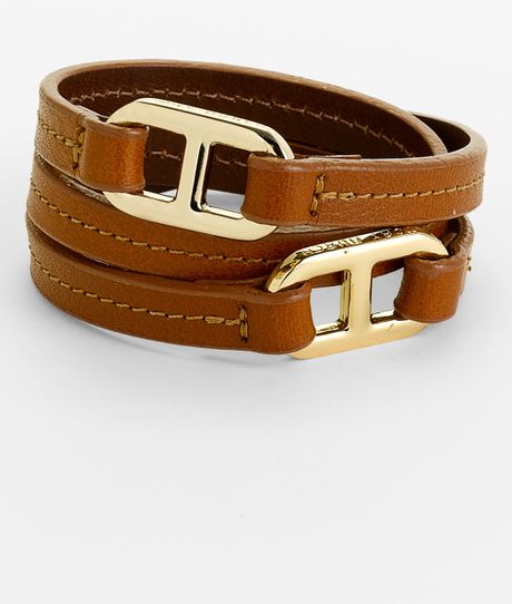 Tory Burch Plato Leather Wrap Bracelet in Brown (driftwood) | Lyst
