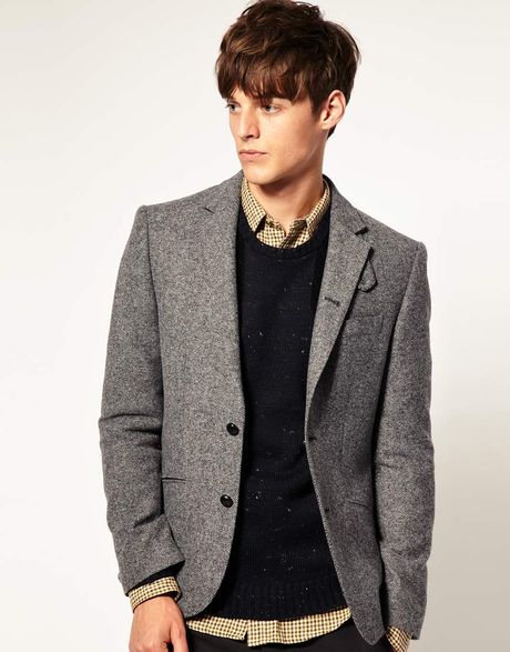 Asos Asos Slim Fit Tweed Blazer in Grey in Gray for Men (grey) | Lyst