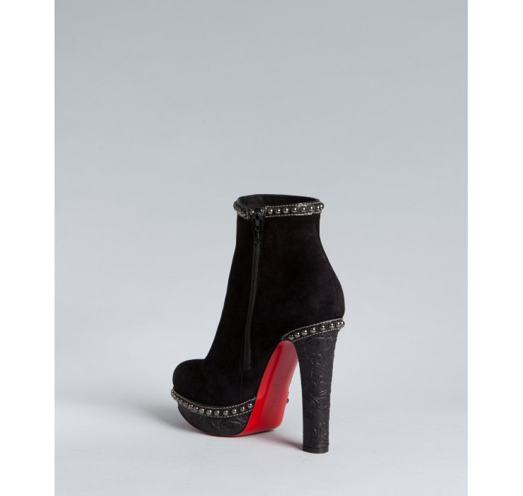 Christian louboutin Black Suede Figurine Studded Platform Ankle ...