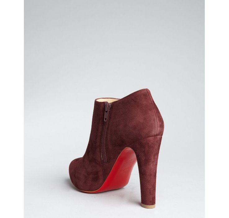 Christian louboutin Bordeaux Suede Vicky Booty 120 Ankle Boots in ...  