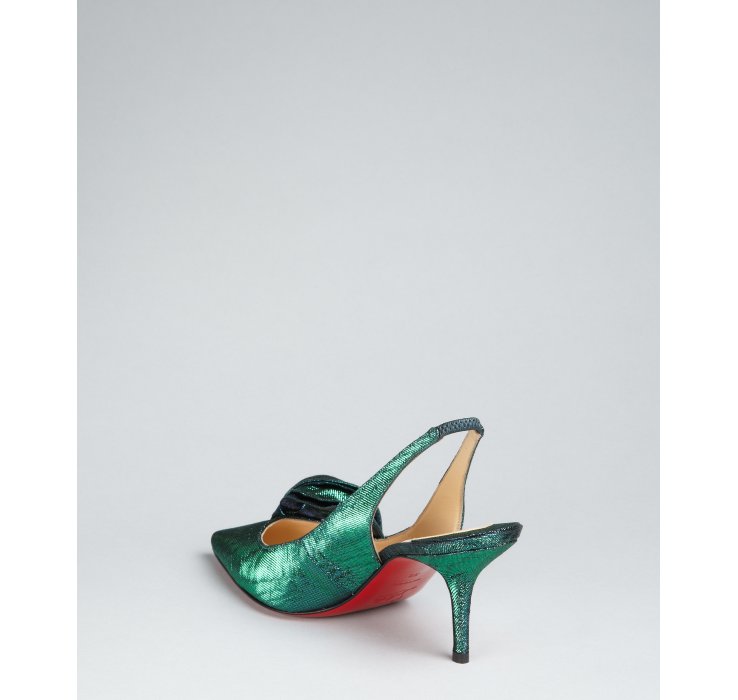 Christian louboutin Green Taffeta Lady Cukor 70 Slingback Pumps in ...  