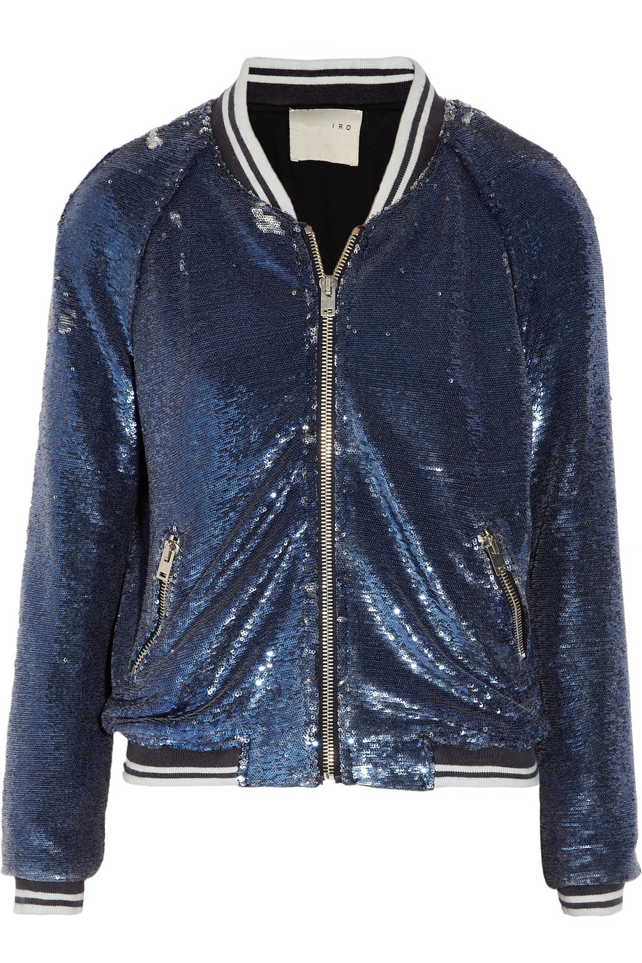 IRO Barbara Sequined Bomber Jacket in Blue Lyst