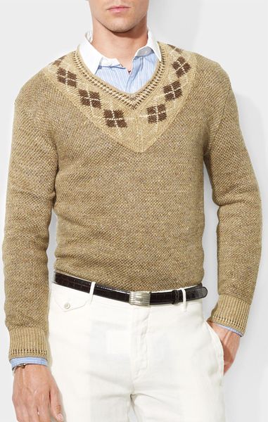 Polo Ralph Lauren Cricket Vneck Sweater in Brown for Men (tweed cricket ...