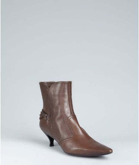 Tod's Coffee Leather Kitten Heel Ankle Boots in Brown (coffee) | Lyst