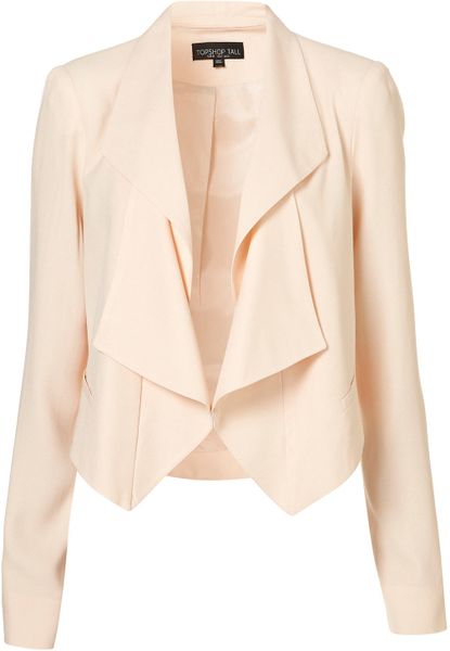 Topshop Tall Folded Lapel Jacket in Pink (pale pink) | Lyst