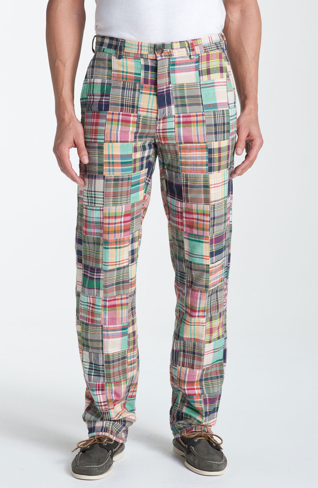 Brooks brothers Clark Plainfront Patchwork Madras Pants in Multicolor ...
