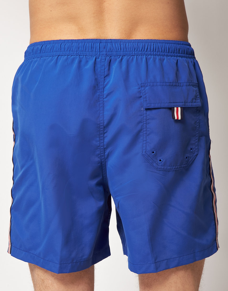 Fred Perry Fred Perry Leg Tape Swim Shorts in Blue for Men - Lyst