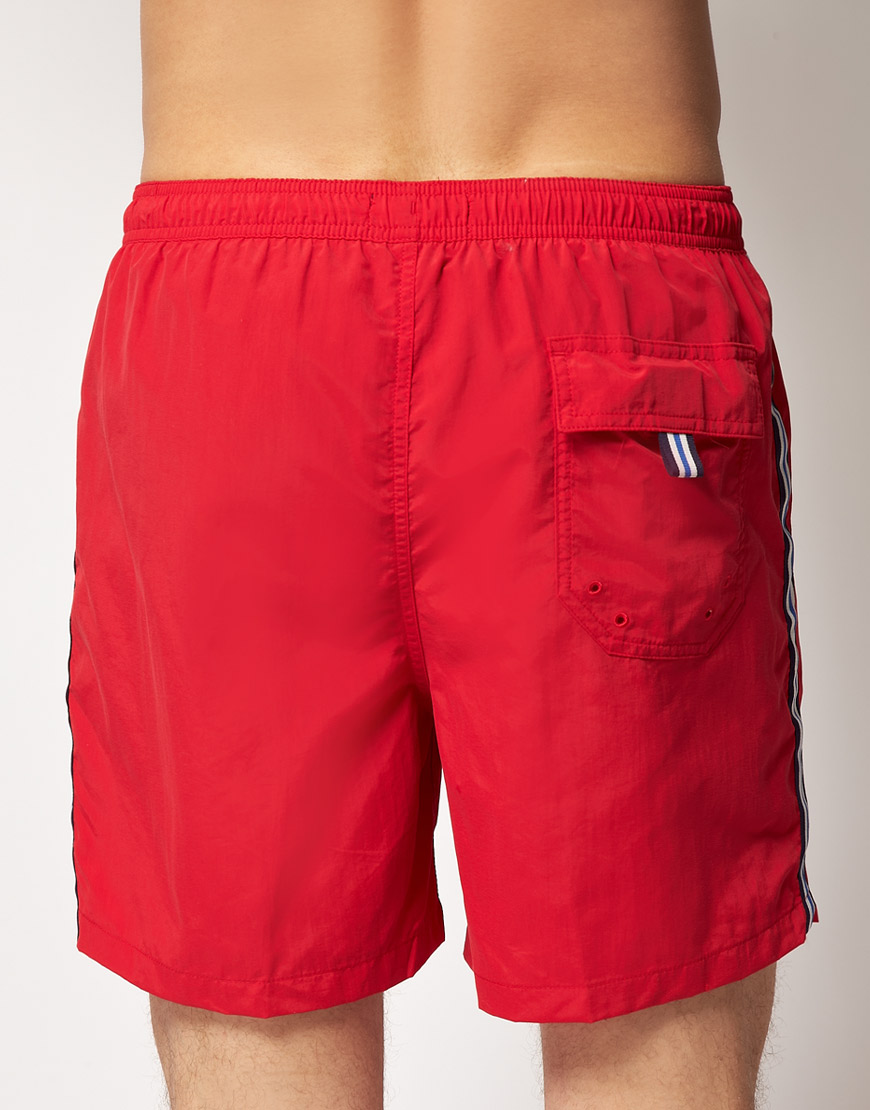 Lyst - Fred Perry Fred Perry Leg Tape Swim Shorts in Red for Men