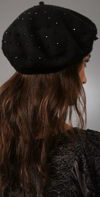 Juicy Couture Rhinestone Beret in Black 