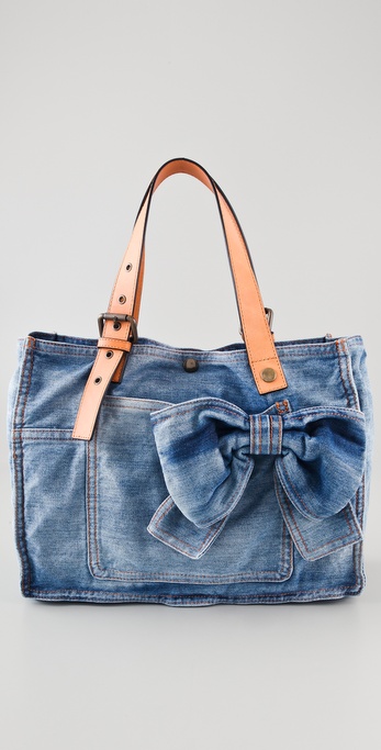 RED Valentino Denim Bow Tote in Blue - Lyst